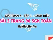 Giải bài 2 trang 96 Toán 8 Tập 1 SGK Cánh Diều